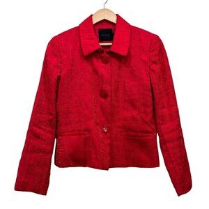 Bern and Mort Women's Red Texture Satin Jacket Blazer Women's Sz 8 Petite